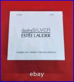 Estee Lauder Solid perfume compact Dazzling SILVER Cowboy Hat Blue Star