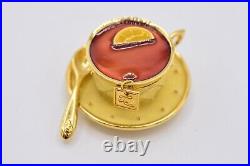 Estee Lauder Tea Cup EMPTY Compact Solid Perfume Gold Prototype 1998