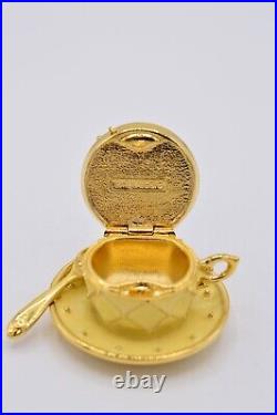 Estee Lauder Tea Cup EMPTY Compact Solid Perfume Gold Prototype 1998