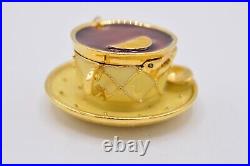 Estee Lauder Tea Cup EMPTY Compact Solid Perfume Gold Prototype 1998