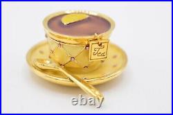 Estee Lauder Tea Cup EMPTY Compact Solid Perfume Rhinestone Crystal Pink 1998