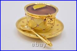 Estee Lauder Tea Cup EMPTY Compact Solid Perfume Rhinestone Crystal Pink 1998