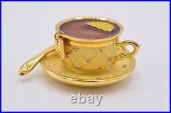 Estee Lauder Tea Cup EMPTY Compact Solid Perfume Rhinestone Crystal Pink 1998