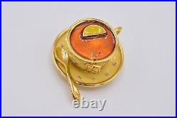 Estee Lauder Tea Cup EMPTY Compact Solid Perfume Rhinestone Crystal Pink 1998