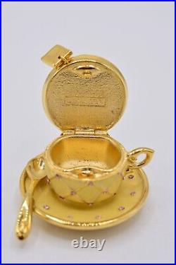 Estee Lauder Tea Cup EMPTY Compact Solid Perfume Rhinestone Crystal Pink 1998