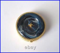 Estee Lauder Vintage Round Blue Button Box Solid Perfume Compact 1977 Youth Dew