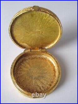 Estee Lauder Vintage Round Blue Button Box Solid Perfume Compact 1977 Youth Dew
