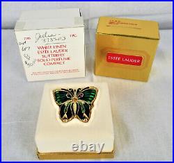 Estee Lauder White Line Solid Perfume Compact Butterfly in Box 1993