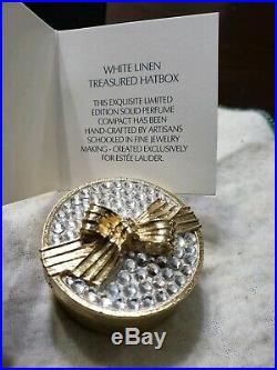 Estee Lauder White Linen Treasured Hatbox Solid Perfume Compact NEW RARE