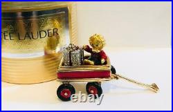 FULL 1999 Estee Lauder CRYSTAL RED WAGON Pleasures Solid Perfume Compact