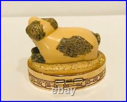 FULL/UNUSED 1984 Estee Lauder CINNABAR IMPERIAL DOG Solid Perfume Compact