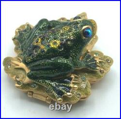 Jay Strongwater Designed For Estee Lauder Perfume Compact Frog Prince Charming