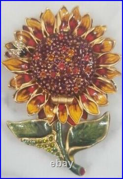 Jay Strongwater Estee Lauder Spring Sunflower Flower Ladybug Perfume Compact Box