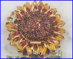 Jay Strongwater Estee Lauder Spring Sunflower Flower Ladybug Perfume Compact Box