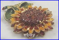 Jay Strongwater Estee Lauder Spring Sunflower Flower Ladybug Perfume Compact Box