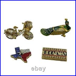 LOT OF 4 ESTEE LAUDER SOLID PERFUME COLLECTIBLE COMPACTS Texas Peacock Bike