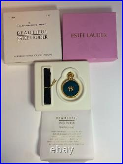 Limited Edition Estee Lauder GREEN BUTTERFLY COMPACT Solid Perfume 1999