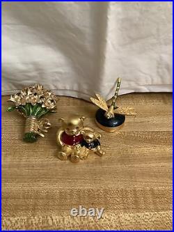 Lot 3 Estee Lauder Empty Compact Solid PerfumeTeddy Bears/ Dragon Fly & Flower