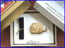MIBB ESTEE LAUDER WHITE LINEN PERFUME in LUCKY SNAIL SOLID COMPACT Orig BOX RARE