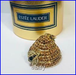 NIB FULL 1997 Estee Lauder BEAUTIFUL CRYSTAL BEEHIVE Solid Perfume Compact