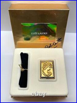 NIB FULL 2000 Estee Lauder Youth Dew Gold Cameo Solid Perfume Compact SIGNED