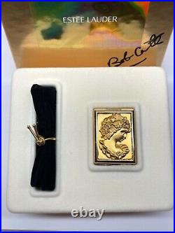 NIB FULL 2000 Estee Lauder Youth Dew Gold Cameo Solid Perfume Compact SIGNED