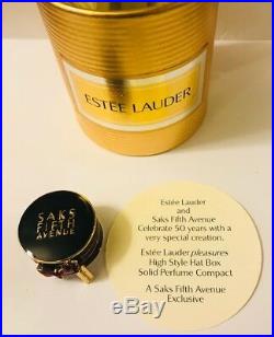 NIB FULL/UNUSED 1998 Estee Lauder PLEASURES HIGH STYLE HAT BOX Solid Perfume