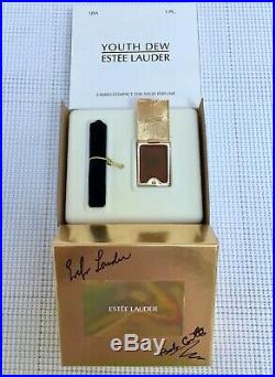 NIBB ESTEE LAUDER REPOUSSE GOLD PLATED CAMEO SOLID PERFUME COMPACT with YOUTH-DEW