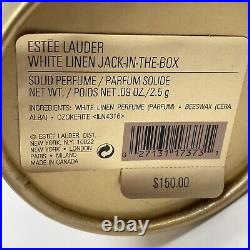 New Estee Lauder Solid Perfume Compact'White Linen' Jack in the Box 1999 WithBox