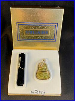 Nib Estee Lauder Solid Perfume Compact Jeweled Pear Crystal Beautiful Perfume