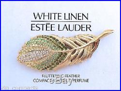 PEACOCK FEATHER ESTEE LAUDER SOLID PERFUME COMPACT in Orig. GIFT BOXES
