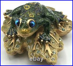 PRINCE CHARMING Figural Frog Solid Perfume Compact, MIB For Estee Lauder