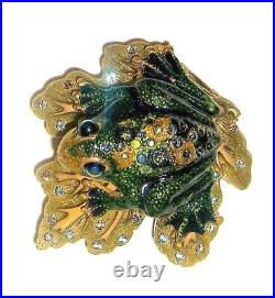 PRINCE CHARMING Figural Frog Solid Perfume Compact, MIB For Estee Lauder