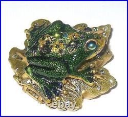 PRINCE CHARMING Figural Frog Solid Perfume Compact, MIB For Estee Lauder