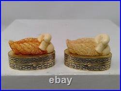 Pair of Vintage Estee Lauder Solid Perfume Compact Nesting Duck Cases