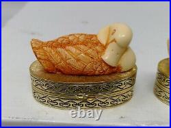 Pair of Vintage Estee Lauder Solid Perfume Compact Nesting Duck Cases