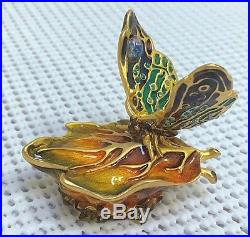 RARE ESTEE LAUDER JAY STRONGWATER BUTTERFLY SOLID PERFUME COMPACT in ORIG BOX