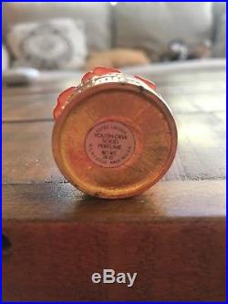 RARE Estee Lauder Youth Dew Solid Perfume Compact Box With Coral Red Flower