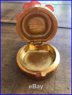 RARE Estee Lauder Youth Dew Solid Perfume Compact Box With Coral Red Flower