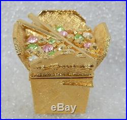 RARE Estee Lauder solid perfume glimmering Chinese food take out compact