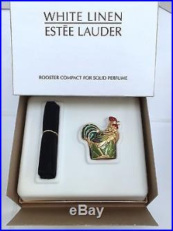 ROOSTER ESTEE LAUDER COMPACT with WHITE LINEN SOLID PERFUME Orig. GIFT BOXES