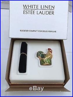 ROOSTER ESTEE LAUDER COMPACT with WHITE LINEN SOLID PERFUME Orig. GIFT BOXES