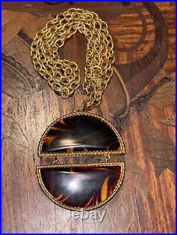 Rare 1972 Estee Lauder Full Moon Necklace Compact Youth-dew Perfume Solid Euc