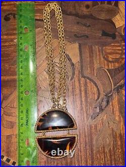 Rare 1972 Estee Lauder Full Moon Necklace Compact Youth-dew Perfume Solid Euc