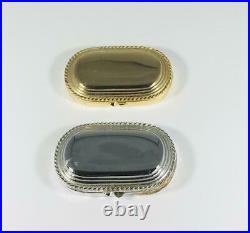 SET OF 1980s PROTOTYPES Estee Lauder GOLD & SILVER OVAL Solid Perfume Compacts