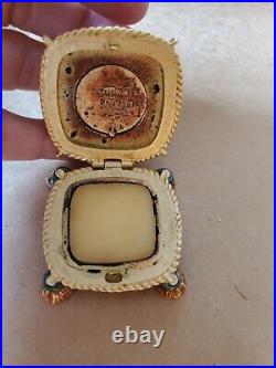 SIGNED 2002 Jay Strongwater ESTEE LAUDER Bejewled Crown Solid Perfume COMPACT