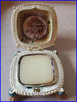 SIGNED 2002 Jay Strongwater ESTEE LAUDER Bejewled Crown Solid Perfume COMPACT