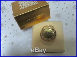 ULTRA RARE ESTEE LAUDER SOLID PERFUME COMPACT with TURQUOISE CABOCHON STONE MIB
