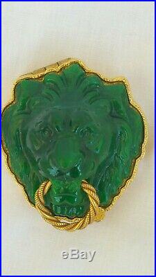 VERY RARE ESTEE LAUDER AZUREE GREEN LION 1970s PERFUME SOLID COMPACT