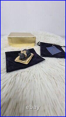 Vintage ESTEE LAUDER Solid Beatiful Perfume Black Cat RARE gold Compact Kitten